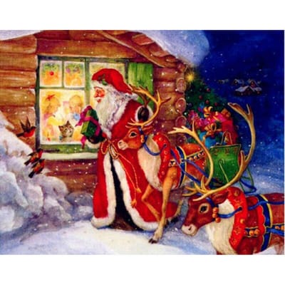Peinture Diamant 5D DIY Père Noël Cerf Cheval Voiture Broderie Diamant Point de Croix 20X30CM blue