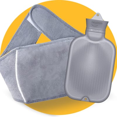 Buidel kruik Grijs - met hoes - 1,75 liter - Pasper warmwaterkruik - menstruatie pijnverlichting warmteband - kruikzak