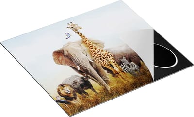 Chefcare Inductie Beschermer Afrikaanse Dieren op het Gras - Afrika - 60x50 cm - Afdekplaat Inductie - Kookplaat Beschermer - Inductie Mat