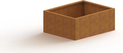 Cortenstaal plantenbak - Rechthoek - 100x80x30cm - Roestkleur - Met bodem - MySteel