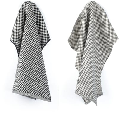 Luxe Keukendoek en Theedoek Kleine Ruit Zwart Bunzlau Castle - 100% biologisch katoen - Keukendoek 60x53cm en Theedoek 65x65cm