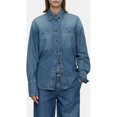 Closed Fitted Utility Shirt & Blouses Mid Blue Maat: S | Overhemden Outlet | Dames | Blauw