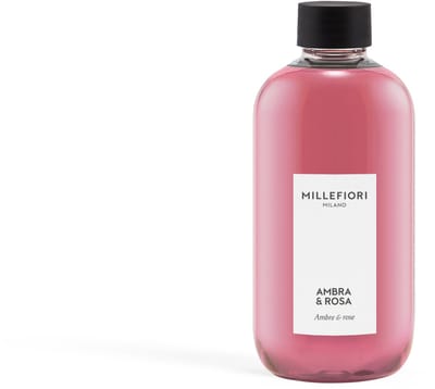 Millefiori Milano - Navulling voor Geurstokjes 250 ml - Ambra & Rosa - 4-5 maanden
