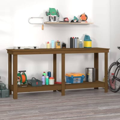 vidaXL - Werkbank - 180x50x80 - cm - massief - grenenhout - honingbruin