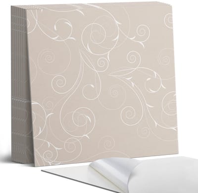 Coloray Plaktegels - Delicate spiralen en bladeren Portugese Tegels - 30 cm x 30 cm - Beige Plaktegels - 9 stuks - Vierkant PVC Tegels - Plaktegels Keuken - Zelfklevende Vloertegels - Vinyltegels Vloer Zelfklevend - Zelfklevende Tegels
