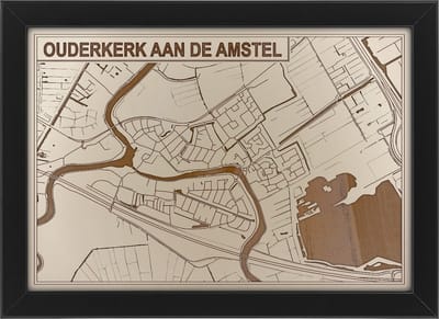 Houten stadskaart van Ouderkerk aan de Amstel