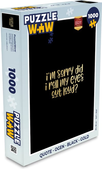 Puzzel Quote - Ogen - Black - Gold - Legpuzzel - Puzzel 1000 stukjes volwassenen