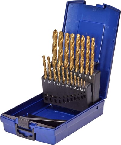 SW-Stahl 81519L spiraalborenset HSS-G TiN, 19-delig in patentcassette, van 1-10 mm