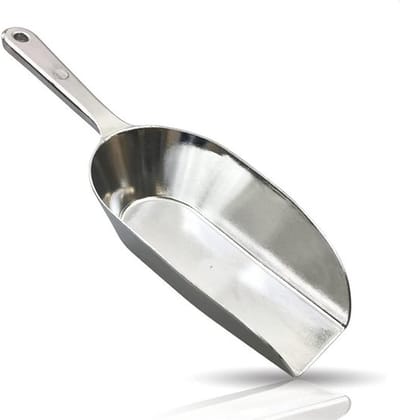 Handige grote meelschep - voederschep van metaal aluminium - 21 cm - glanzende uitvoering