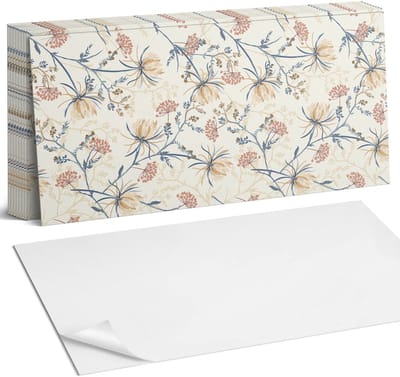 Coloray Plaktegels - Bloemenpatroon op de achtergrond Zelfklevende Wandtegels - 40 cm x 20 cm - Romig Plaktegels - 10 stuks - Rechthoek PVC Tegels - Plaktegels Badkamer - Vloertegels Zelfklevend - Vinyltegels Vloer Zelfklevend - Portugese Tegels