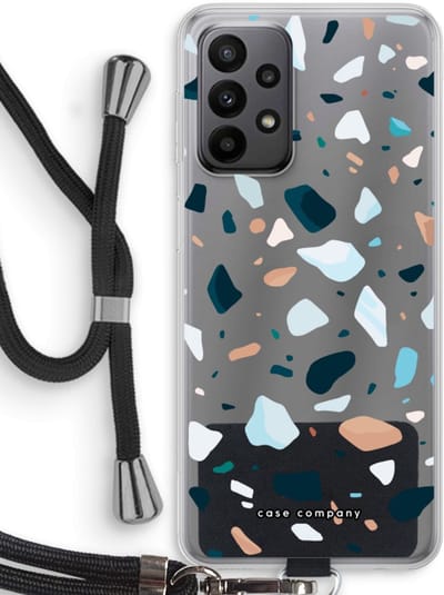 Case Company® - Hoesje met koord geschikt voor Samsung Galaxy A23 hoesje met Koord - Terrazzo N°13 - Telefoonhoesje met Zwart Koord - Bescherming aan alle Kanten en Over de Schermrand
