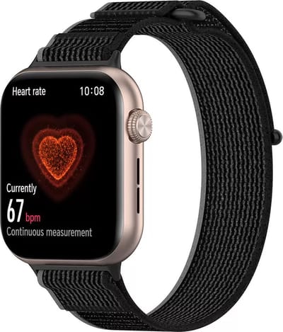 Strap-it Nylon bandje met klittenbandsluiting - geschikt voor Honor Watch 5 (zwart)