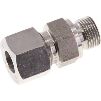G 3/8'' Buitendraad x 12S RVS Rechte Snijring Koppeling met FKM Afdichting 630 Bar DIN 2353 - FL2S-MC-STFP-038G-12-S