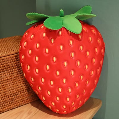 Hoge Kwaliteit Creatief Aardbeikussen Schattig Realistisch Aardbeien Pluche Speelgoed Cadeau Voor Vriendin Woondecoratie Zachte Gevulde Plant 40cm