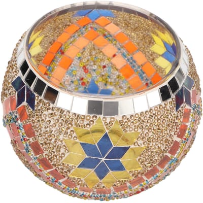 Mozaïek Glas Kandelaar Handgemaakt Multi Gebruik Delicate Kaarsenhouder Pennenrek Europese Stijl beige