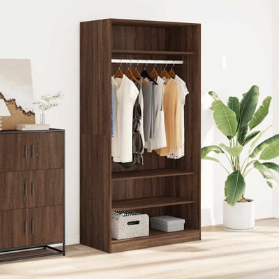 vidaXL - Kledingkast - 100x50x200 - cm - bewerkt - hout - bruin - eikenkleur