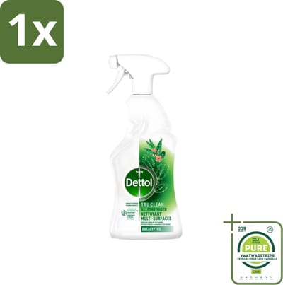 1 x Dettol Tru Clean - Allesreiniger - Spray - Eucalyptus - Multi-Oppervlakken - 500ml - Allesreiniger - Schoonmaakspray - Eucalyptus - Natuurlijke Ingrediënten - Vetvlekken