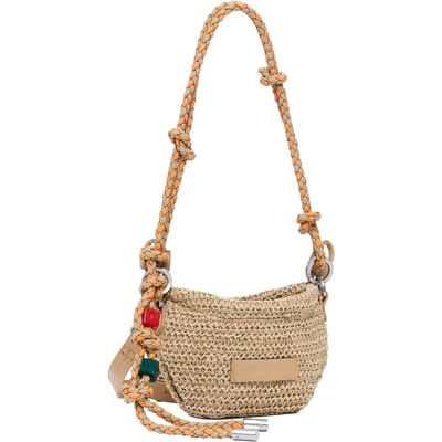 Desigual schoudertas Half Logo Raffia Waverly Phone Natural beige