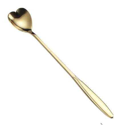 Dailygoods- Dessertlepel Gouden Roestvrij Staal - Koffielepel - Lange Steel - Suikerlepel - Theelepel - Bloemvormige Lepelkop