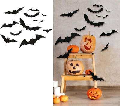 Fiestas Guirca - PVC silhouette vleermuizen - 12 stuks - Halloween - Halloween Decoratie - Halloween Versiering
