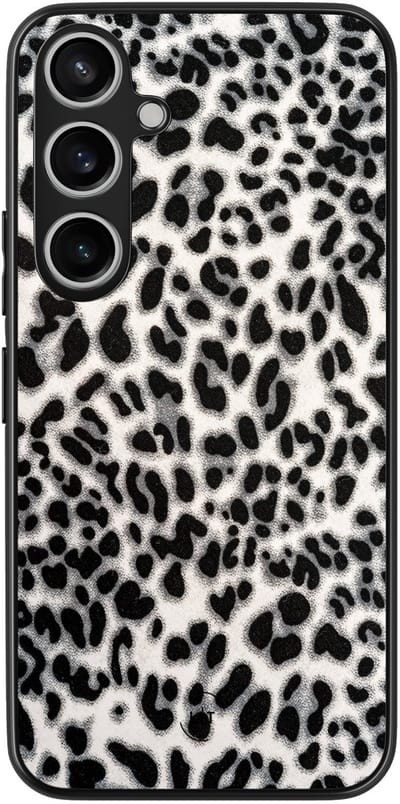 Leuke Telefoonhoesjes - Hoesje geschikt voor Samsung Galaxy A55 - Luipaard grijs - Backcover zwart - Luipaardprint - Grijs