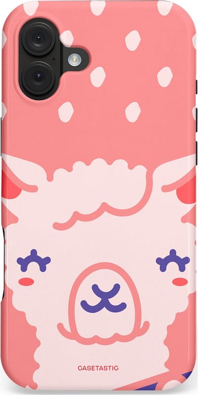 Casetastic hoesje geschikt voor Apple iPhone 16 Plus - MagSafe - Dubbellaagse bescherming - Lama beat - Fashion Case - Koraal Wit