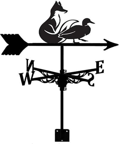 Windwijzer Tuin - Weer Indicator - Decoratie Buiten - Roestvrij Staal - 45x32cm - Zwart