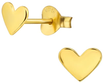 Joy|S - Zilveren hartjes oorbellen - hartje 5 x 6 mm - oorknoppen - gold plated