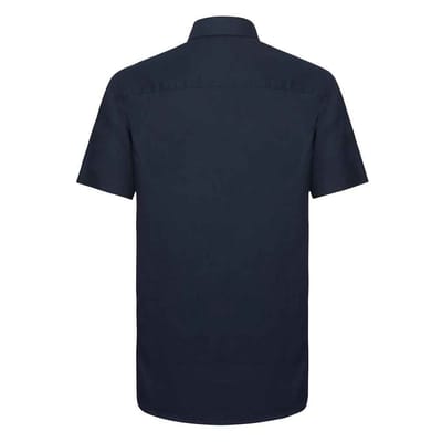 Russell Collection Heren Oxford Getailleerde Overhemd met Korte Mouwen (Heldere marine)