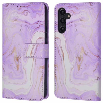 imoshion Hoesje - Geschikt voor Samsung Galaxy A14 (5G) / A14 (4G) - Design Bookcase smartphone - Purple Marble