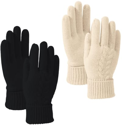 Dailygoods- Winterhandschoenen Dames - Touchscreen - Fleece Gevoerd - Warm - Gebreid - Elastisch - Ideaal voor Koud Weer - Handschoenen