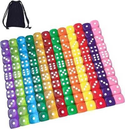 Dobbelstenenset - Speldobbelstenen Acryl dobbelstenen - Spelavonden organiseren - 120 stuks in 12 kleuren - 16 mm - Gekleurd