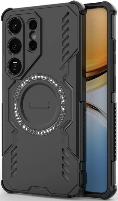 Hoesje geschikt voor Samsung Galaxy S26 Ultra - Phonesta Shield Armor Back Cover - Geschikt voor MagSafe - Zwart