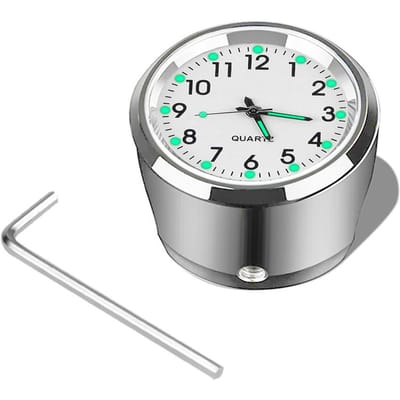 Universele motorfiets fietsstuurhouder quartz horloge aluminium lichtgevende klok styling waterdicht chroom moto-accessoires white