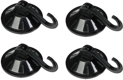 Benson Zuignaphaakjes - 4x - zwart - kunststof - draagkracht 2 kg - ophanghaakjes