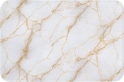 Badmat 90x60 cm - Antislip - Wit - Goud - Marmer - Aders - Badmatten voor badkamer - Badkamermat - Douchemat - Badkamer mat