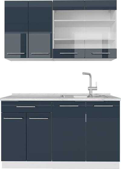 Vicco Fame-Line Enkele keuken – 140 cm zonder werkblad Donkerblauw hoogglans/wit