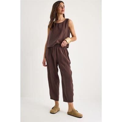 Mouwloze Crew Neck Blouse en Carrof Fıt Broek Set