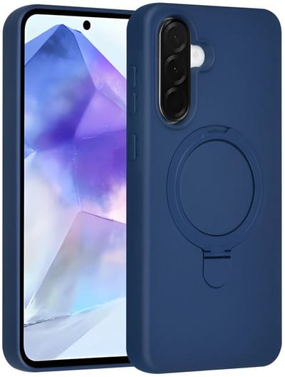 Backcover Hoesje Geschikt voor: Samsung Galaxy A56 Volledig Dekkende Schokbestendige Siliconen Backcover met Ringstandaard – 360° Bescherming - Navy Blue