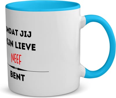 Akyol - omdat jij mijn lieve neef bent koffiemok - theemok - blauw - Neef - de liefste neef - verjaardag - cadeautje voor neef - kado - geschenk - 350 ML inhoud