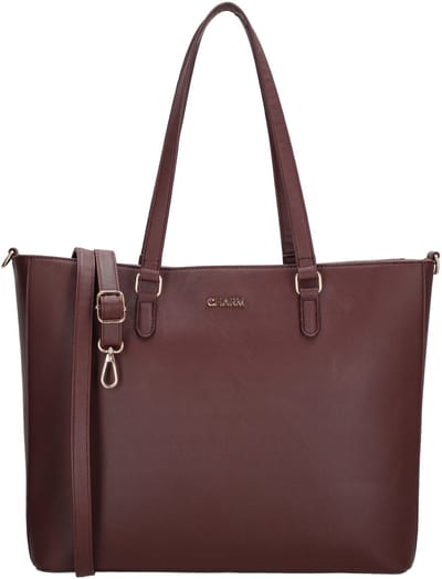 Charm London Birmingham Hand & Schoudertas Shopper 15,6 inch Laptopvak Ideale School Werk Business Tas - Tote Bag - Dames Tas - Bordeaux rood