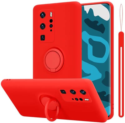 Cadorabo Hoesje geschikt voor Huawei P40 PRO / P40 PRO+ in LIQUID ROOD - Beschermhoes van flexibel TPU silicone Case Cover met ring