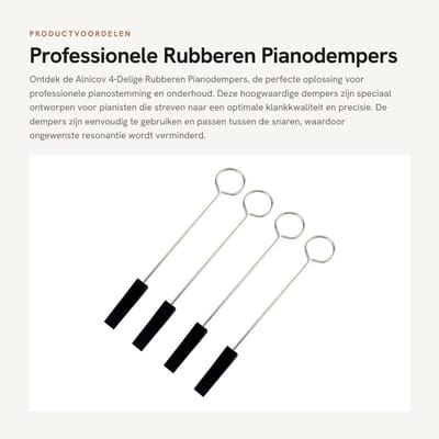 Dailygoods- Pianodempers Professionele Onderhoudskit - 4 Stuks Rubber - Handgrepen - Tuning - Dempers - 1,2 x 48 mm
