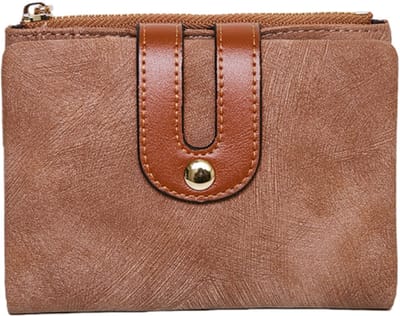 Portemonnee met dubbele vouw - Kort - Slank en lichtgewicht - Geschikt om te winkelen, cadeau te geven en naar feestjes te gaan - 12,5*9,5*2 cm - Bruin - 1 stuk