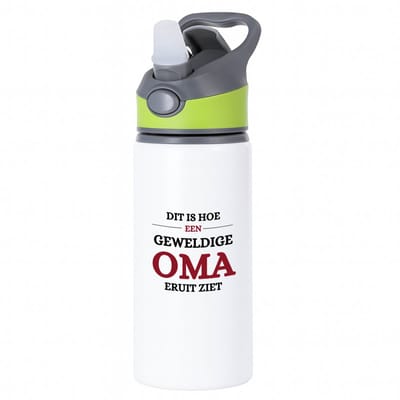 Hacebo® - Geweldige oma eruit ziet waterfles met rietje groen - Oma - beste oma - verjaardagscadeau - cadeau voor oma - gift - water fles - 650ML