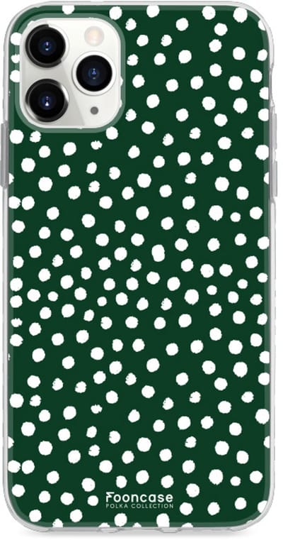 Fooncase Hoesje Geschikt voor iPhone 12 Pro - Shockproof Case - Back Cover / Soft Case - POLKA / Stipjes / Stippen / Donker Groen