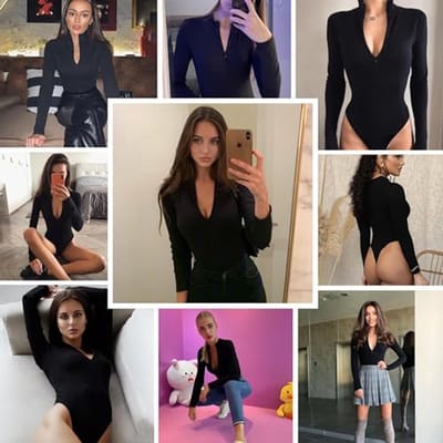Dames Long Sleeve Elegante Bodysuit Tops - Sexy en Stretchy T-shirt met Rits