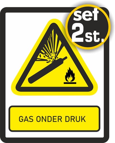 Jerma - Gas onderdruk - ISO norm - Stickers - set 2 st - 14 x 18 cm - Weerbestendig - Krasbestendig