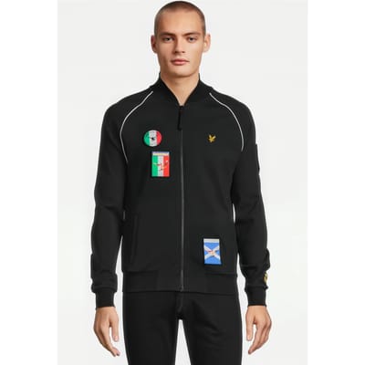 Lyle & Scott Panini Sticker Tracksuit Bomber Jet Black Maat: S | Cardigans Outlet | Heren | Zwart
