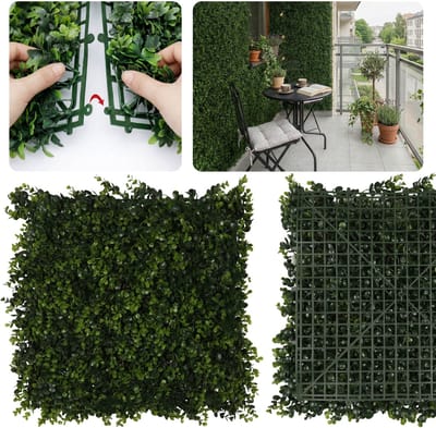 Plantenwandpaneel buxus, groene dichte wand, decoratief wandpaneel, balkonbekleding 50x50 cm, 1 stuk